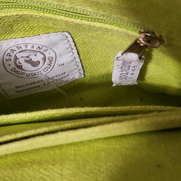 Spartina 449 Linen and Leather Crossbody Bag. 8 inches. Preloved - Picture 4 of 7